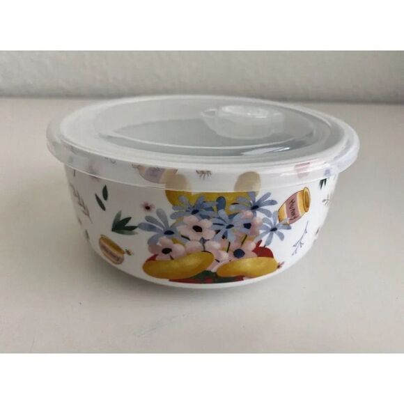 Disney Winnie The Pooh Honey Pot Flowers Medium Pressure Lid Food Container Bowl - Picture 1 of 8